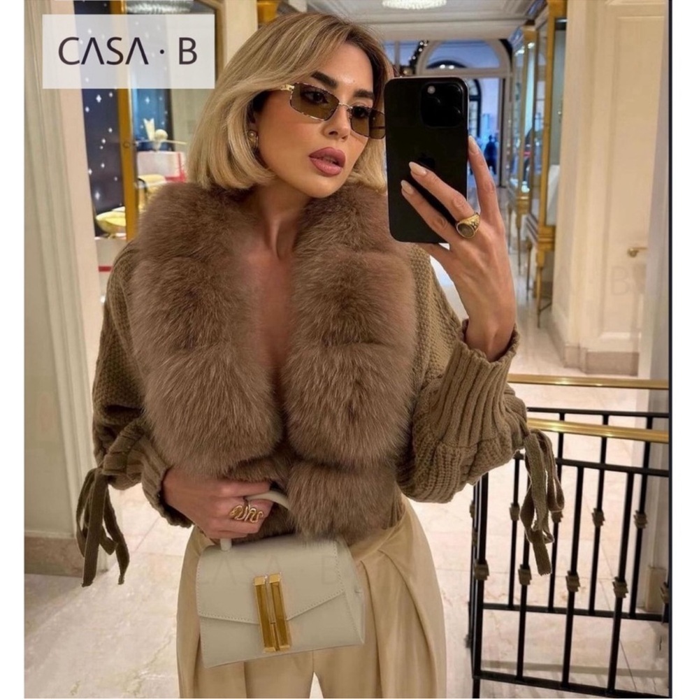 SOON to CASA B💫| Emillie Luxe Faux Fur Trimmed Knitted Womens coat